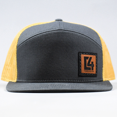 Charcoal & Gold Leather Patch Cap - Lolo Overland Outfitting